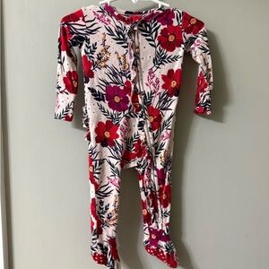 Posh Peanut Pink and Red Floral Baby Onesie